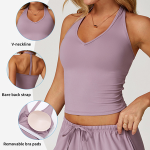 EBX3058 débardeur de yoga pour femme dos nu Push up coupe ajustée contrôle du ventre <span class=keywords><strong>col</strong></span> en <span class=keywords><strong>V</strong></span> sexy avec coussinets gilet de sport de yoga dos nu - Product Image 5