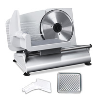 Trancheuse à viande électrique pour usage domestique, 200W, avec deux lames amovibles de 7,5 pouces, bouton de réglage précis de l'épaisseur de coupe de 0 à 15 mm, pour viande, jambon, pain