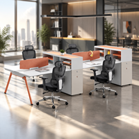 Poste de travail de bureau pour 4 personnes avec cloison de séparation, armoire de rangement, montage facile, cabine modulaire pour projet de bureau ouvert
