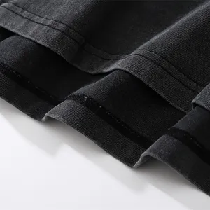 Good Quality Custom Logo GSM Cotton Blank Short Sleeve T-shirt Men's Fashion Wash Water Shoulder Loose Half Sleeve