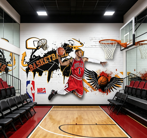 Murale murale 3D personnalisée de basket-ball, art mural de stars de la NBA, <span class=keywords><strong>papier</strong></span> <span class=keywords><strong>peint</strong></span> pour chambre de adolescents, salle de sport, salle d'entraînement, décoration de fond - Product Image 2
