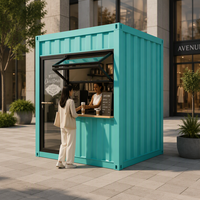 Kiosque de service commercial personnalisé en conteneur, bar à café, avec fenêtre de service et porte vitrée