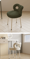 Chaise de maquillage à dossier crème Table de toilette Tabouret à clous Chaise de salle à manger avec nœud