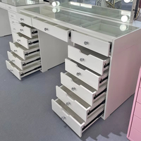 Coiffeuse moderne italienne simple avec plateau en verre trempé, meuble de maquillage de luxe léger pour chambre de mariage