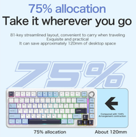 Clavier mécanique Free Wolf F75, structure Gateway, RGB personnalisé, sans fil BT, trois modes, clavier de jeu à branchement à chaud