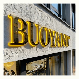Letras Metálicas 3D Personalizadas BUOYANT, Letras de Canal en Acero Inoxidable Plateado o Dorado para Negocios - Product Image 1