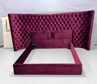 Lit King Size Ajustable en Velours Beige Royal Européen de Luxe avec Cadre en Chêne, Design Durable, Mobilier de Chambre, Garantie 1 An