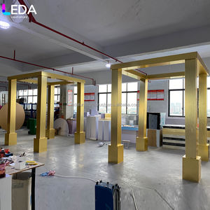 LEDA oro lujo boda Chuppah decoración espejo Metal escenario telón de fondo soporte arco forvWedding evento - Product Image 3