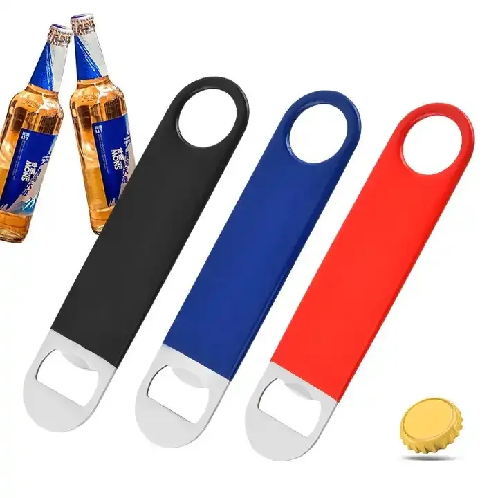 Home bar stainless steel metal custom logo printing handle eco-friendly bottle wine opener round beer manual bottle opener