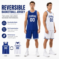 Paket Seragam Tim Basket 10 Pemain, Jersey Custom Bolak-Balik Ukuran Besar, Bahan Mesh Bernapas untuk Klub dan Turnamen, Cepat Kering