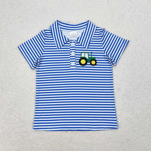Camiseta Polo a Rayas Azules para Niño - Product Image 3