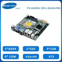 Carte mère industrielle embarquée Mini ITX ATX ITX-A610M1 LGA1700 DDR4 VGA HD 4K Display 9 USB 6 COM SATA3.0 M.2 NVME SSD