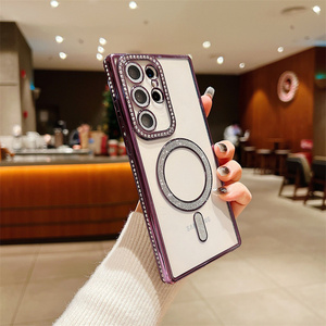 Custodia Magnetica di Lusso con Bordo Galvanizzato e Glitter a Diamante per Samsung S25 Ultra S24 S23 S22 A13 <span class=keywords><strong>A23</strong></span> A34 A54 A35 A55 - Product Image 5