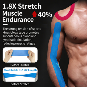 Cinta Deportiva de Algodón Adhesiva Acrílica, Elástica, Resistente al Agua, Cinta de Kinesiología Atlética para Soporte de Articulaciones - Product Image 2