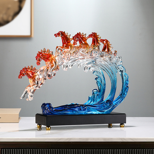 Escultura de Caballo de Cristal Ámbar, Adorno de Cristal de la Suerte, Figura de Caballo Galopante, Decoración para el Hogar y la Oficina - Product Image 4