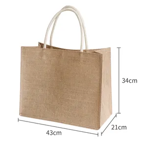 Custom Printing Logo Letter Pattern Burlap Jute Waterproof <b>Medium</b> <b>Size</b> Portable Shopping Gift <b>Bag</b> for Women - Product Image 5