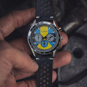 Montre chronographe à quartz CILOA pour homme, bracelet en cuir texturé, résistance à l'eau 3 BAR, cadran rond, montre sport et affaires - Product Image 1