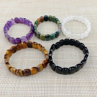 Bracelets extensibles en pierres précieuses naturelles de qualité supérieure, ovales et facettés, en cristal de quartz, agate, obsidienne, œil de tigre, pour cadeaux
