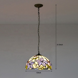 Lámpara Colgante LongHuiJing Tiffany de 12 Pulgadas, Ovalada, de Vidrio Teñido, con LED, Altura Ajustable, Luz Blanca Cálida, Base de Hierro, 360° de Iluminación - Product Image 4