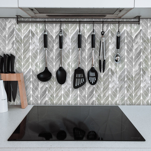 Cao cấp 3D tự dính tường gạch dính trên backsplash tàu điện ngầm 3D tấm Tường Mono trắng với màu xám vữa - Product Image 5