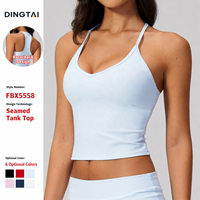Débardeur de yoga à séchage rapide pour femme Dingtai, col en V, dos croisé, soutien-gorge de sport push-up sans manches pour la gym et l'entraînement