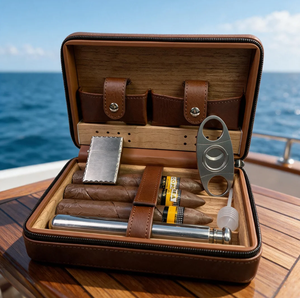 Vanace Premium Leather Cigar <b>Storage</b> Box with Cedar Wood Lining Hygrometer and Humidifier - Product Image 1