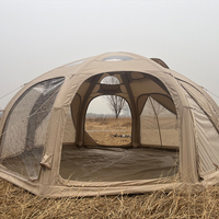 Tente de camping gonflable en gros, colonne d'air, imperméable, coupe-vent, Oxford 210D, 12,5 ㎡   Tente de camping gonflable en forme de dôme à 8 portes