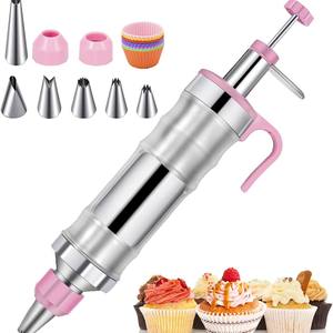 Pistolet à douille en acier inoxydable pour crème et glaçage, 18 embouts, pour pâtisserie et décoration de gâteaux - Product Image 1