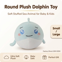 Peluche Ronde Mignonne Dauphin, Coussin Apaisant Anti-Stress, Cadeau pour Enfants, Animal en Peluche Doux, Coussin Balle Océan Bleu, Décoration de Bureau