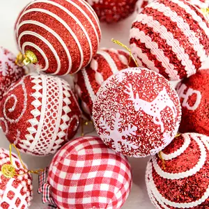 赤白の泡クリスマスボールギフトクリスマスツリーの装飾品8cm6cmクリスマスプラスチックつまらないもの/ボール