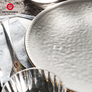 Weiye In Ceramica singolo lato dritto disco grigio bordo in oro superficiale di riso piatto di insalata in ceramica <span class=keywords><strong>piatti</strong></span> e <span class=keywords><strong>piatti</strong></span> <span class=keywords><strong>per</strong></span> la casa e a20639W190G - Product Image 2