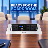 Prise de bureau escamotable avec 2 prises, 2 ports USB-A, 1 port USB-C, 16A pour tables de conférence et projets de mobilier de bureau