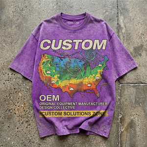 เสื้อยืดโอเวอร์ไซส์ทรงบ็อกซี่ ผ้าฝ้าย 100% 230 GSM ซักกรด พิมพ์ลายดิจิตอล DGT ไหล่ตก สไตล์วินเทจ รับผลิตตามแบบ OEM - Product Image 1