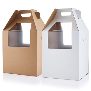 Factory Custom Wedding Favors Round Square Cheese Pastry Paper Packing Tall Cake Boxes 10x10x10 10x10x12 Inch with Clear Window