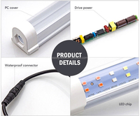 Tube LED intégré étanche à double rangée T8 36W IP65 pour la culture des plantes