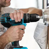Ensemble d'outils de haute qualité en acier inoxydable avec batterie au lithium rechargeable en 3 pièces, marteau électrique, meuleuse d'angle, perceuse à percussion, bricolage