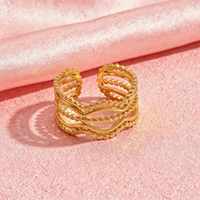 Bague ajustable en acier inoxydable à motif géométrique tendance