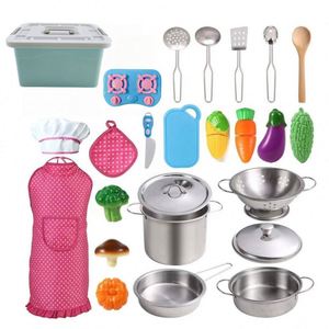 Jouets de cuisine en acier inoxydable pour enfants, ensemble de vaisselle et de pâtisserie de simulation pour jeu de rôle familial, très vendus - Product Image 2