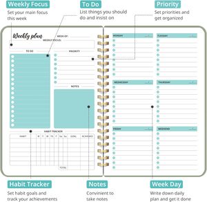 Agenda Personalizada con Logotipo, Organizador de Hábitos y Metas, Lista de Tareas Semanal, Cuaderno Espiral, Diario de Regalo, Planificador Semanal A5 Sin Fecha - Product Image 2