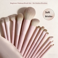 Ensemble de pinceaux de maquillage synthétiques de 13 pièces pour le visage, les yeux et le nez - Ensemble complet de pinceaux de maquillage rose