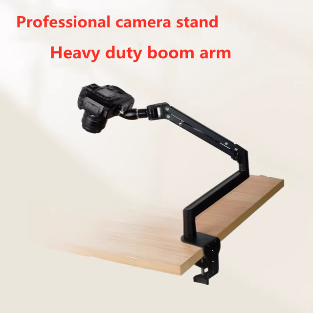Heavy Duty Aluminum Alloy Camera Boom Arm for DSLR-Portable Adjustable Desktop Mount with Strong Load Capacity & Stability