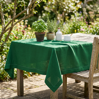 Nappe en lin naturel vert foncé à ourlet festonné pour la vente en gros – Idéale pour jardin, dîner, fête, mariage, maison – Taille personnalisée