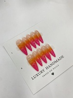 Grosir 10pcs Kuku Palsu PMMA Lukis Tangan Bentuk Stiletto Ballerina Coffin Panjang Desain Kustom Buatan Tangan untuk Jari