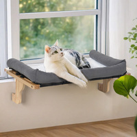 Hamac et perchoir pour chat d'intérieur, lit pour animaux de compagnie avec cadre en bois de taille moyenne à grande