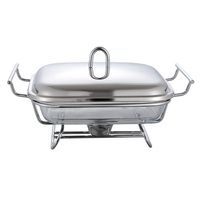 QY Réchaud de buffet en verre 1.5L 2L 3L, à cuve simple et double, rectangulaire, avec cadre en acier inoxydable, pour usage domestique et hôtelier