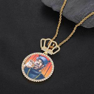 Round Crown Photo <b>Locket</b> Hip Hop Pendant Custom Plated Prong Setting 925 Silver Moissanite Concert Bling Iced Out Fine Chain - Product Image 4