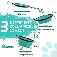 Bols pour chiens pliables voyage Portable plat d'alimentation pliable pour animaux de compagnie pour voyager Camping bols en Silicone avec mousquetons 2 pièces ensembles