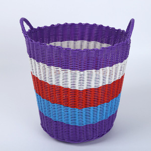 Cesta de lavandería de plástico tejido, cesta de almacenamiento redonda de 38x40cm para ropa, sala de estar, dormitorio, organización de juguetes - Product Image 2