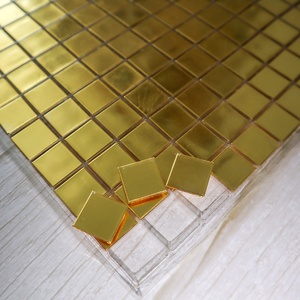 Khách sạn sang trọng backsplash trang trí tường Kính 24K lá vàng lá vàng Gạch Mosaic Vàng - Product Image 5