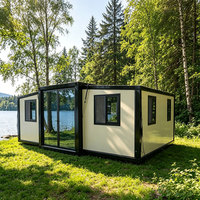 Villa préfabriquée de luxe à double aile, maison conteneur extensible 20 pieds 40 pieds, maisonnette mobile pliable, appartement, usage supermarché